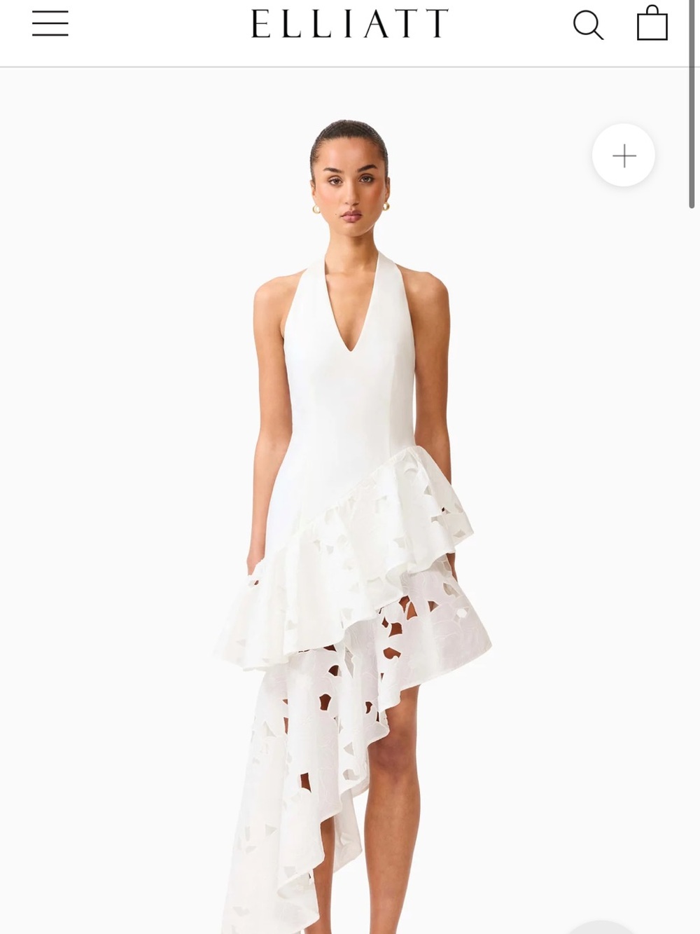 ELLIATT Elizabeth White Asymmetric Ruffle Dress- WORN ONCE! - Picture 1 of 2